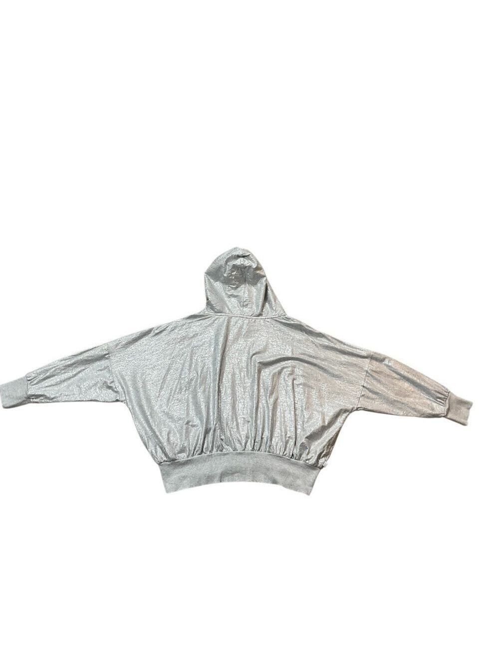 Karl Lagerfeld Paris Large Foiled Metallic Hoodie Light Heather silver - Picture 3 of 11